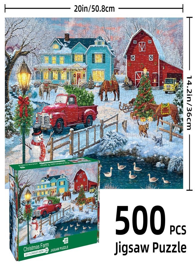 Libeder Christmas Puzzle for Adults 500 Pieces - Christmas Farm,Fun and Challenging Family Game Great Gift Idea Jigsaw Puzzle - Image 4
